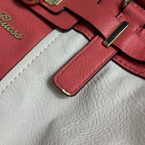 Guess Rose Pink White Panel Satchel Tote Handbag - Picture 16 of 16